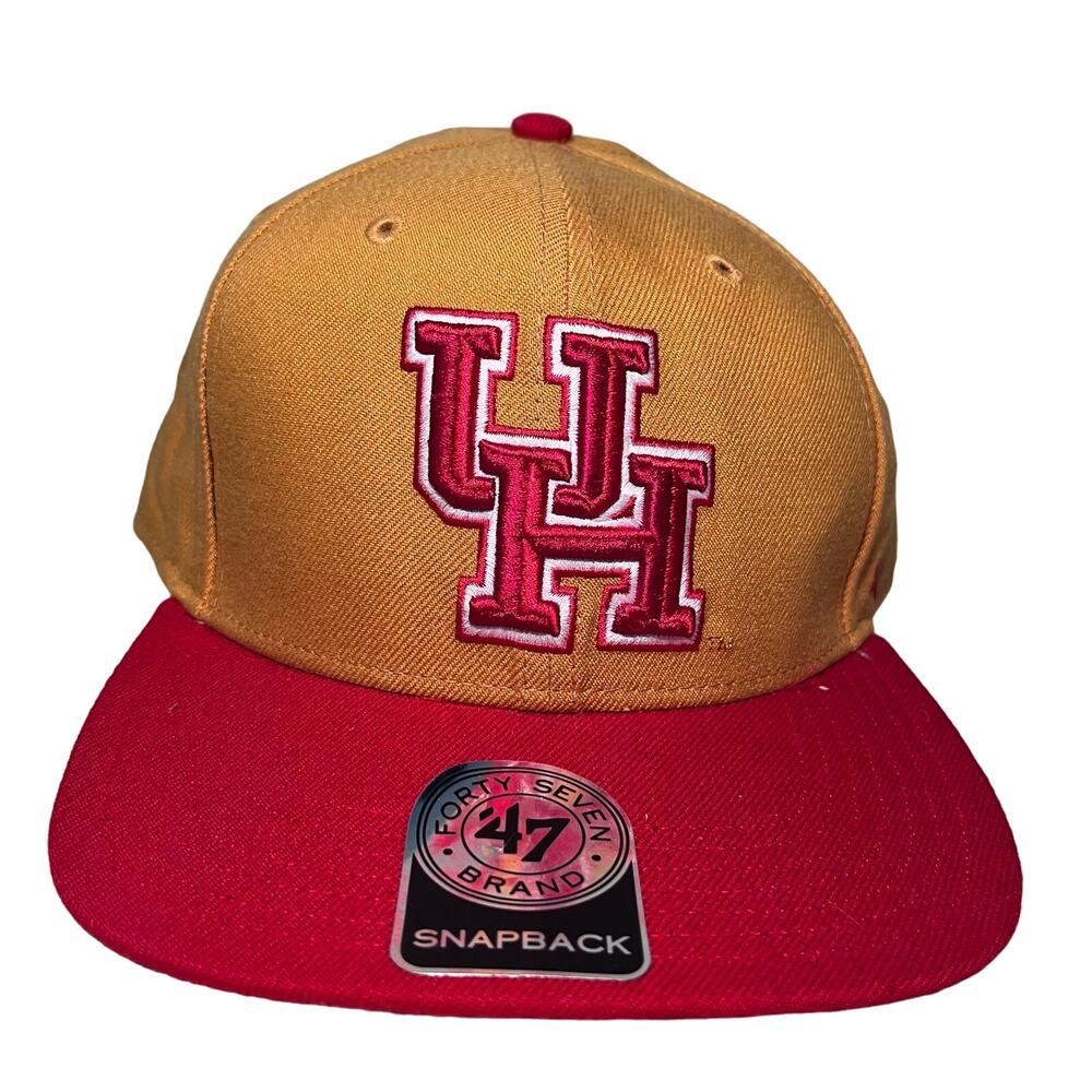 Houston Cougars Hat UH 47Brand Mustard Brown Snapback "Sure Shot" FV Cap H37